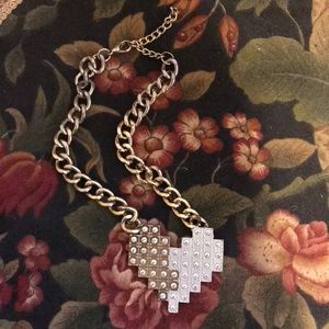 Topshop Rhinestone Heart Necklace